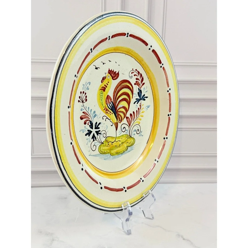 Vintage Made in Italy Ceramic Stoneware Chicken Rooster Wall Plate 10in